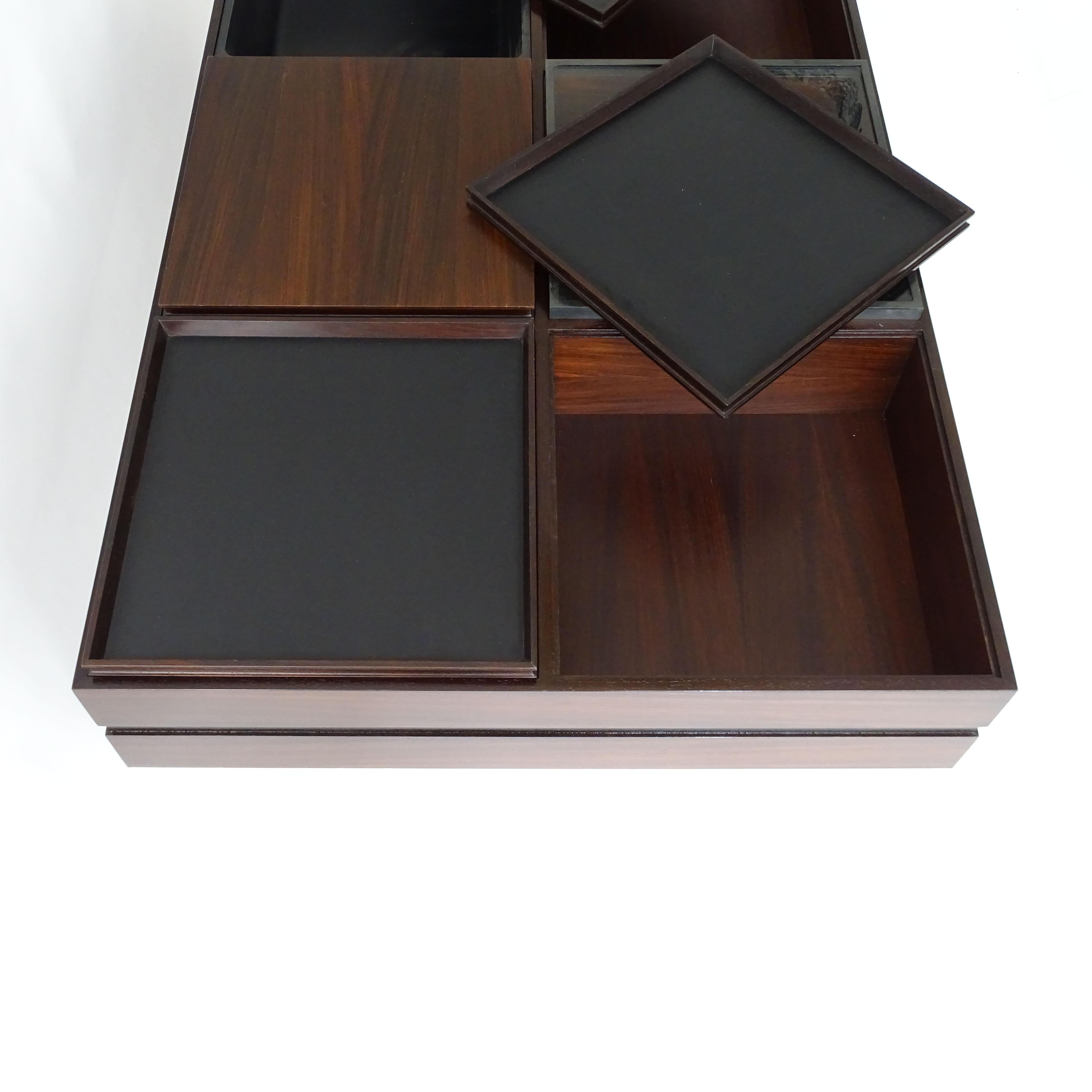 Mid-Century Modern Carlo Hauner Large Coffee Table with Various Compartments for Forma, Italy 1960s