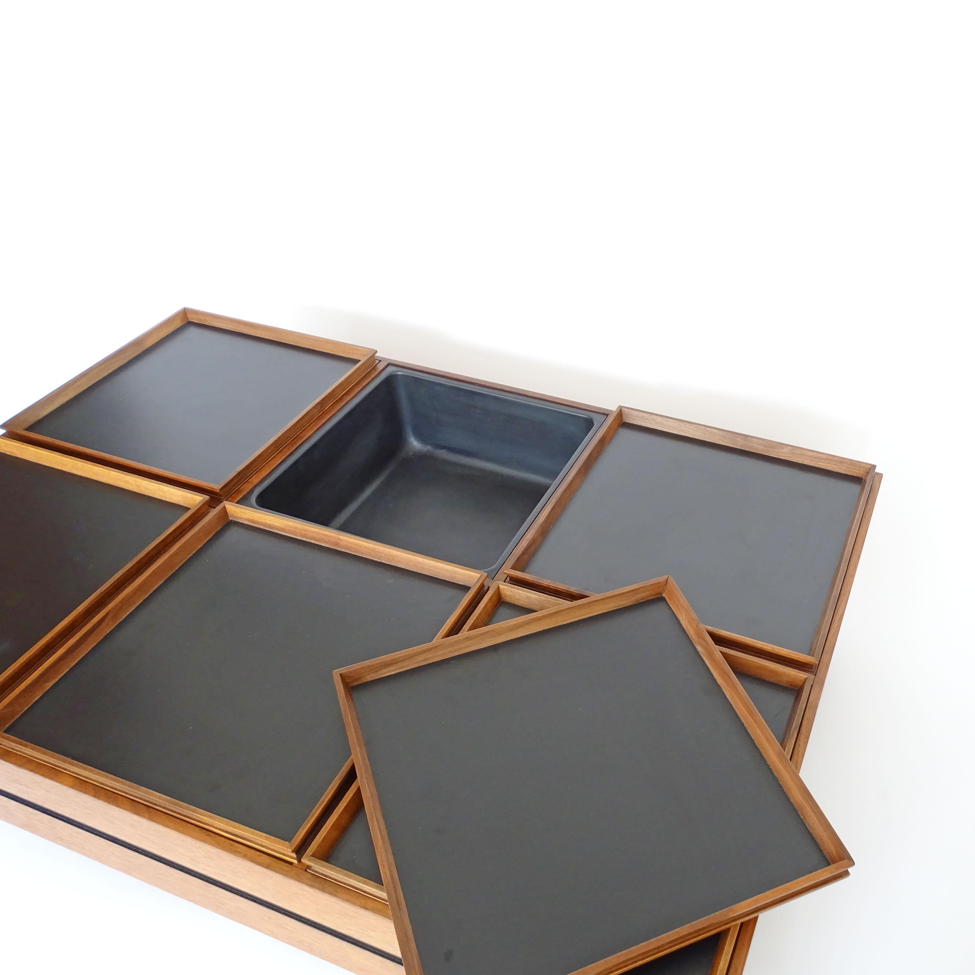 Italian Carlo Hauner Large Coffee Table with Various Compartments for Forma, Italy 1960s