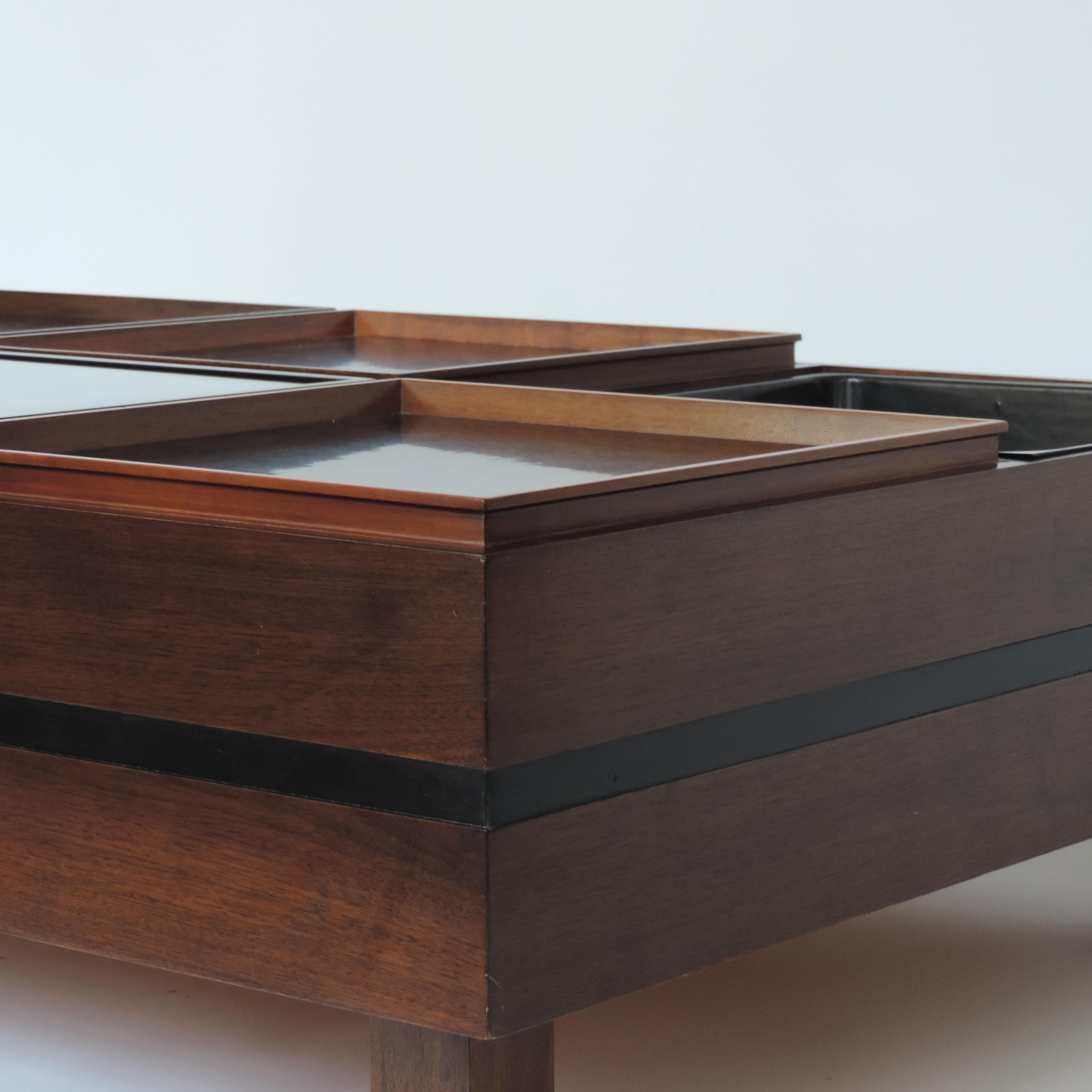 Mid-Century Modern Carlo Hauner Large Coffee Table with Various Compartments for Forma, Italy 1960s