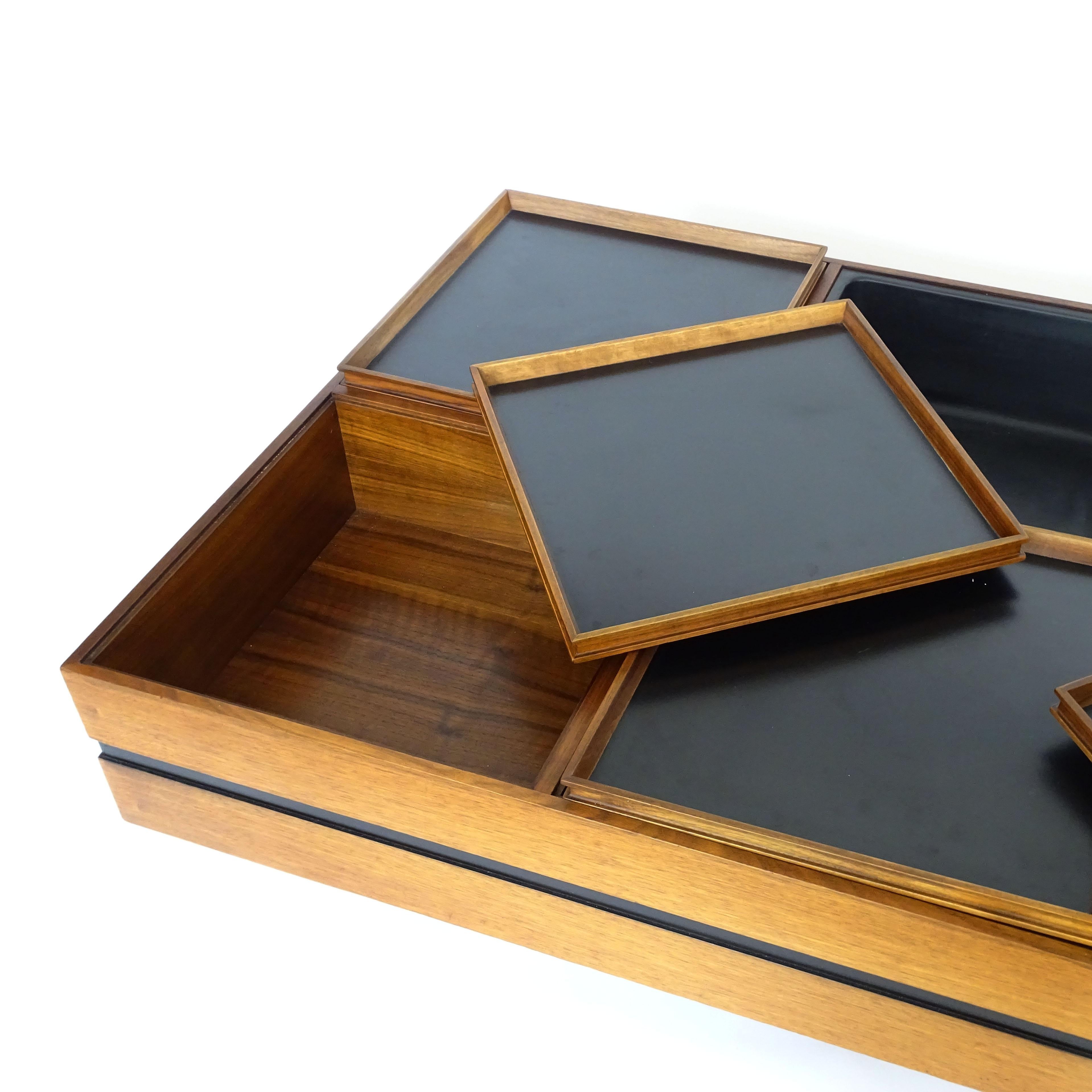 Carlo Hauner Large Coffee Table with Various Compartments for Forma, Italy 1960s In Good Condition In Milan, IT