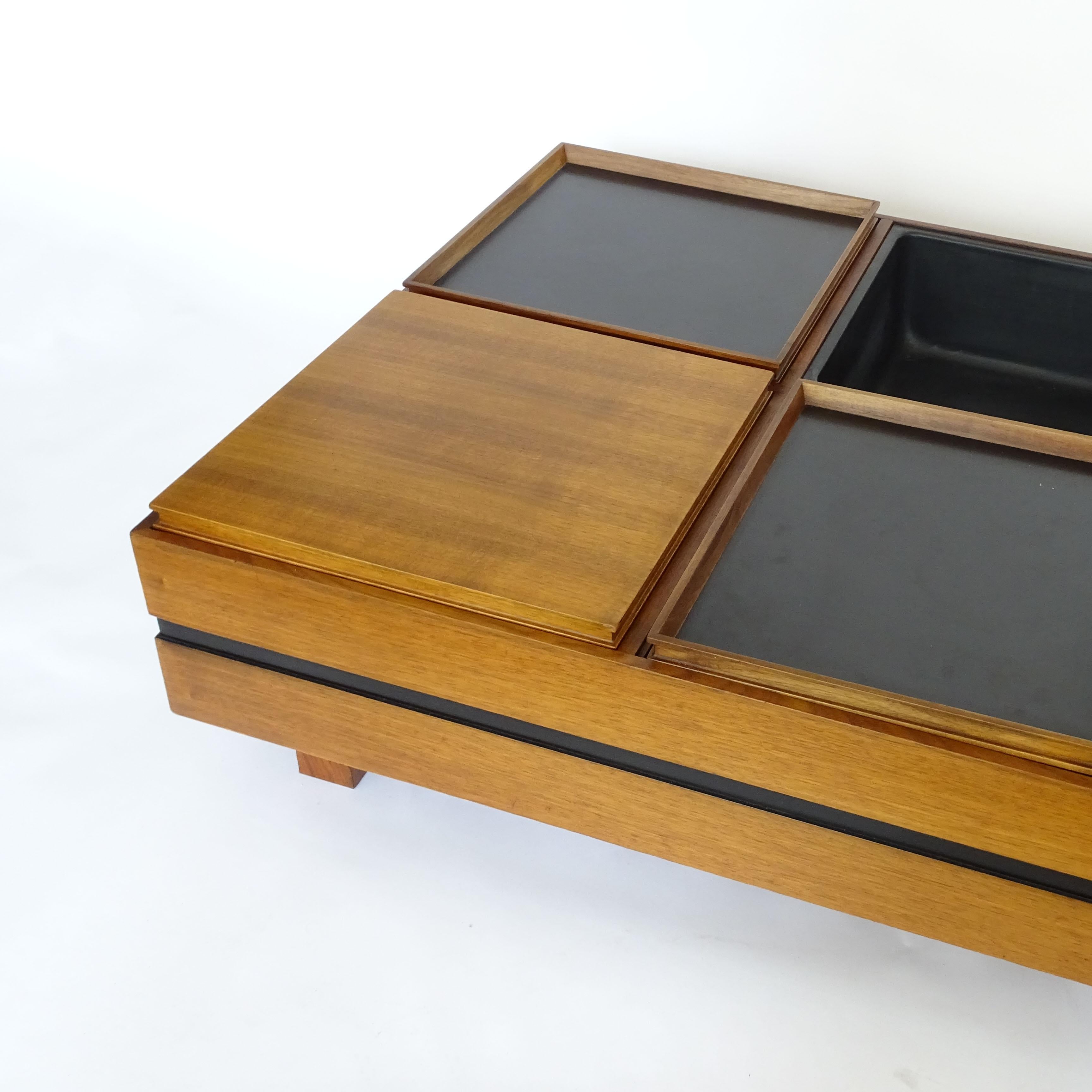 Mid-20th Century Carlo Hauner Large Coffee Table with Various Compartments for Forma, Italy 1960s