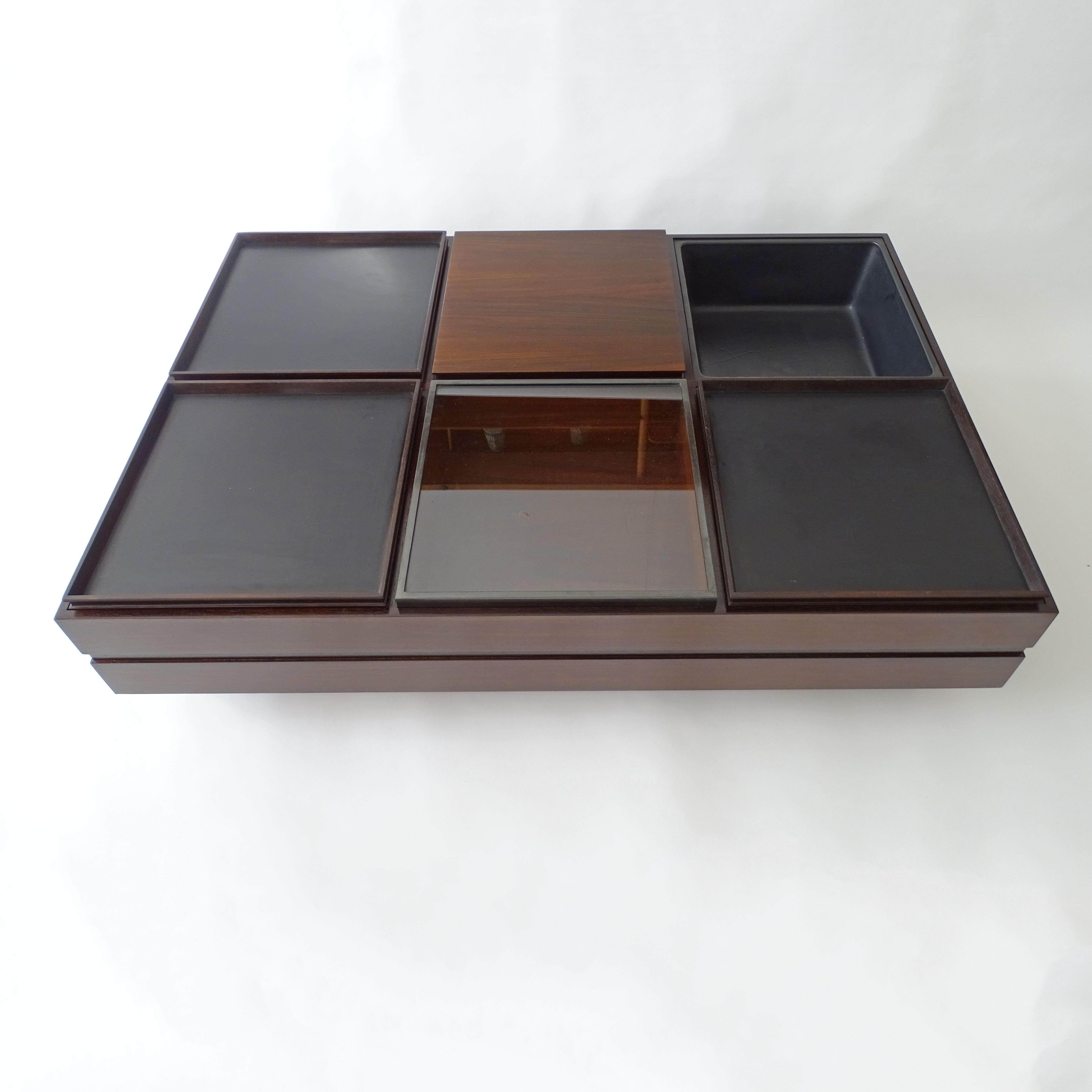 Mid-20th Century Carlo Hauner Large Coffee Table with Various Compartments for Forma, Italy 1960s