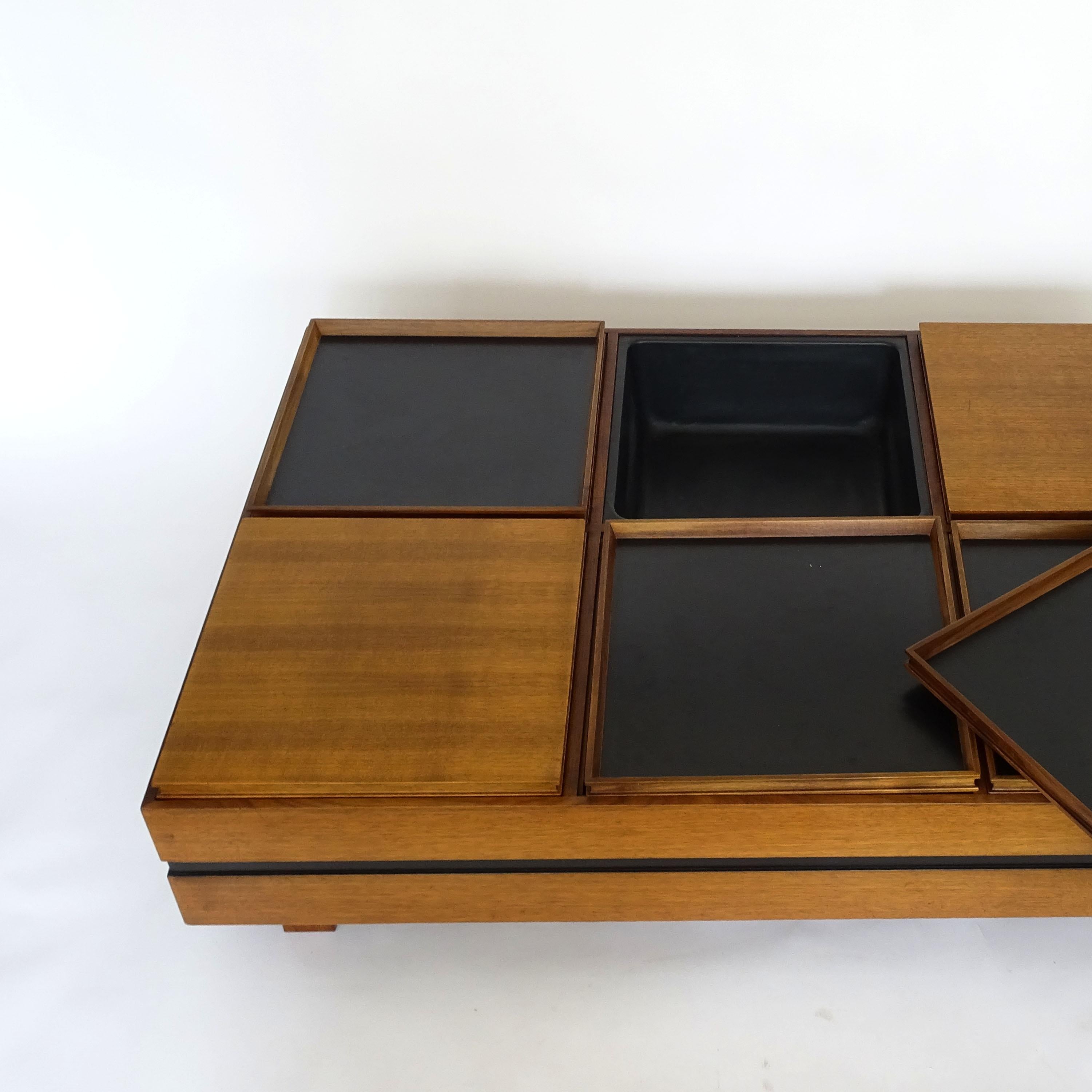 Plastic Carlo Hauner Large Coffee Table with Various Compartments for Forma, Italy 1960s