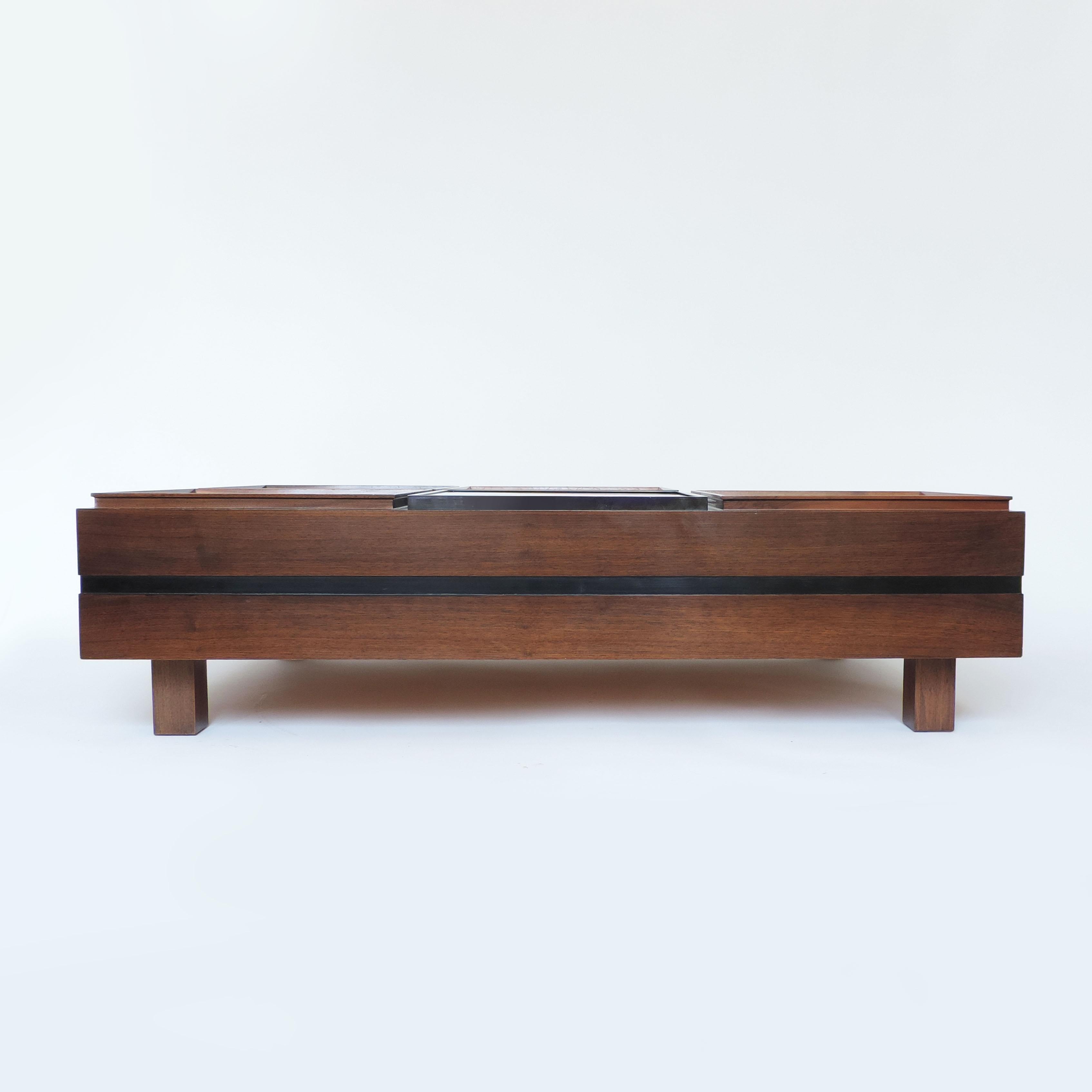 Mid-20th Century Carlo Hauner Large Coffee Table with Various Compartments for Forma, Italy 1960s