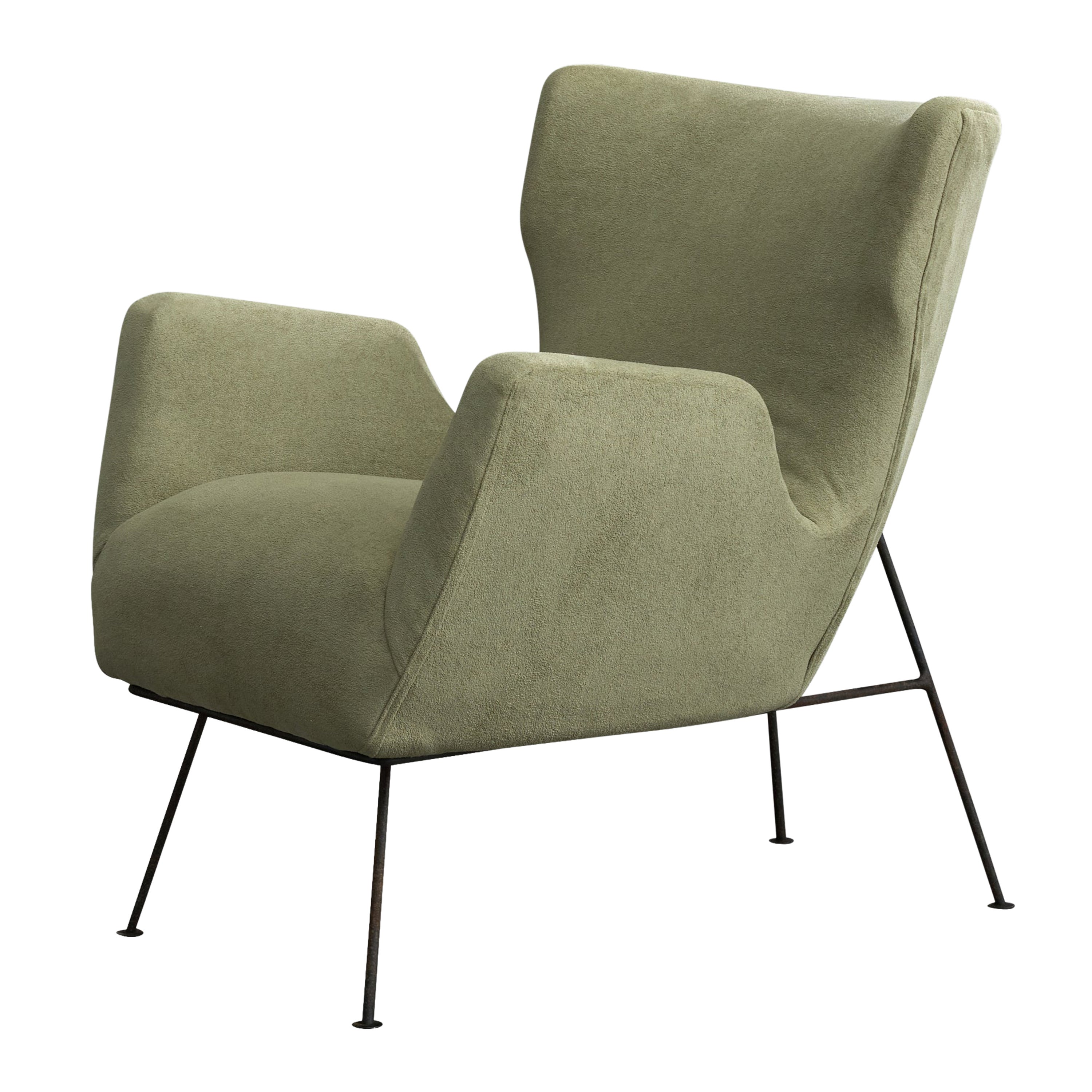 Carlo Hauner, Lounge Chair, Fabric, Iron, Brazil, 1950s