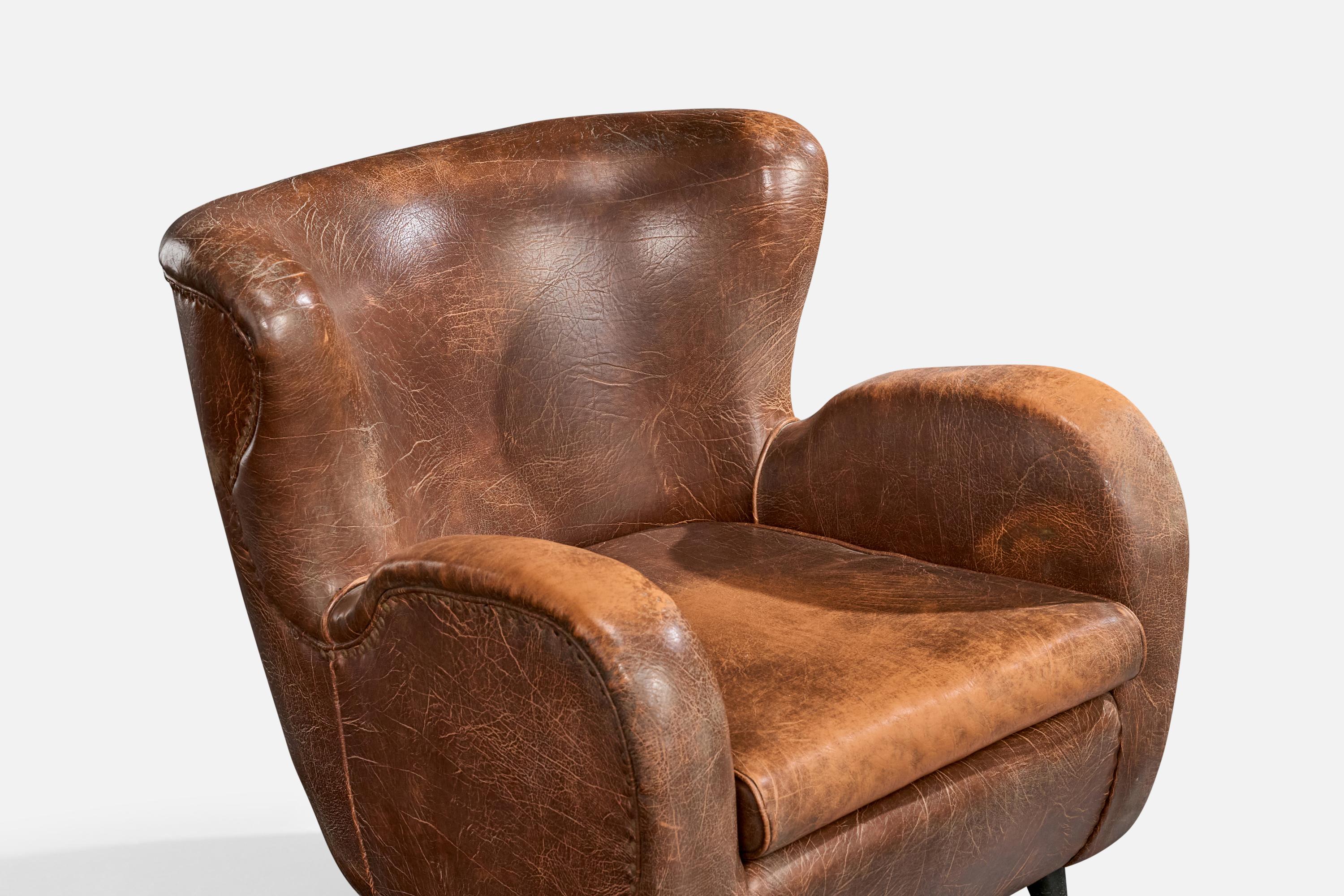 Carlo Hauner, Sillas de salón, Madera, Cuero, Brasil, Años 50 en venta 2