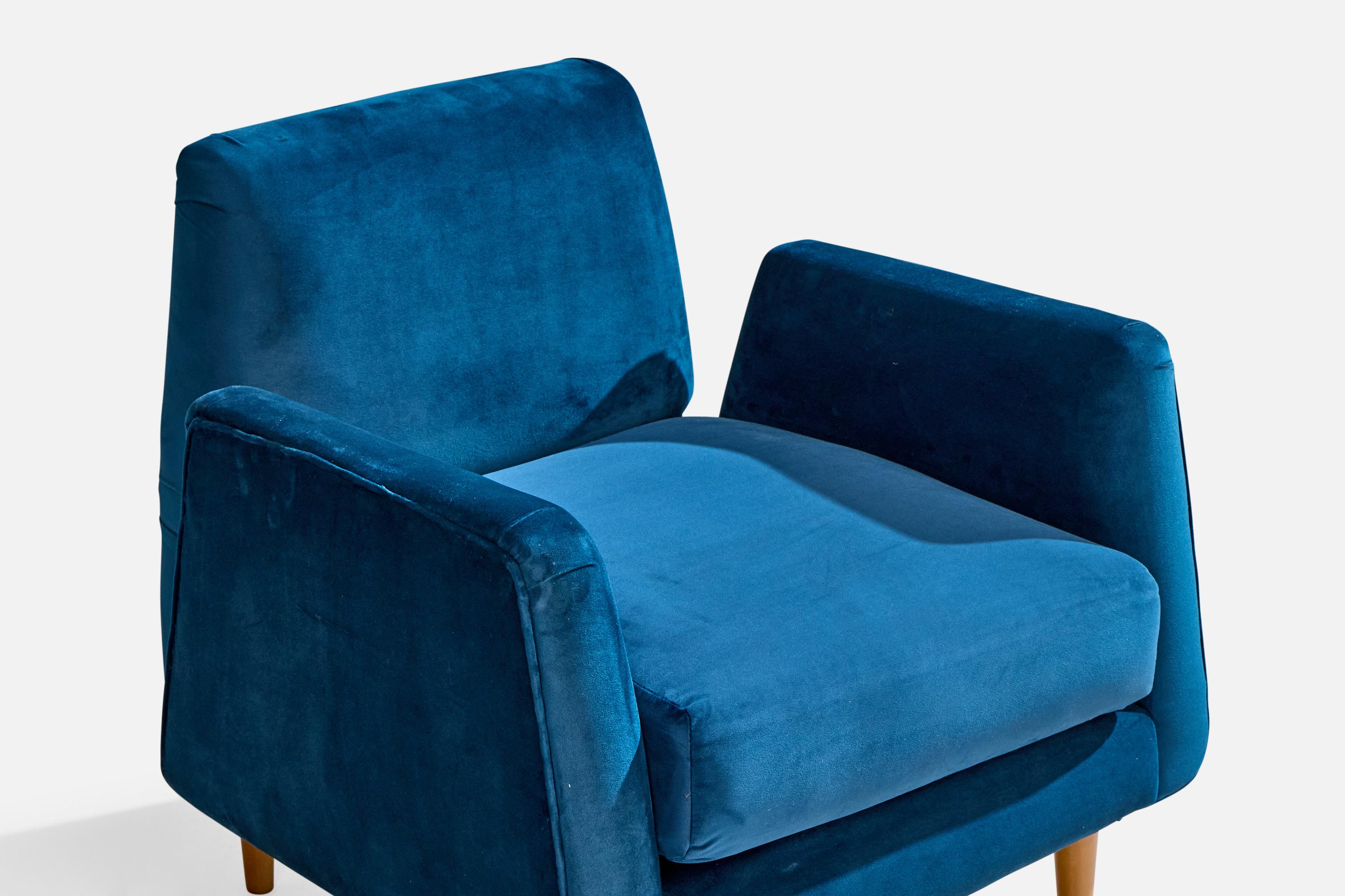 Carlo Hauner, Sillas de salón, Madera, Terciopelo, Brasil, Años 50 en venta 5
