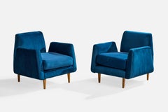 Carlo Hauner, Lounge-Stühle, Holz, Samt, Brasilien, 1950er Jahre