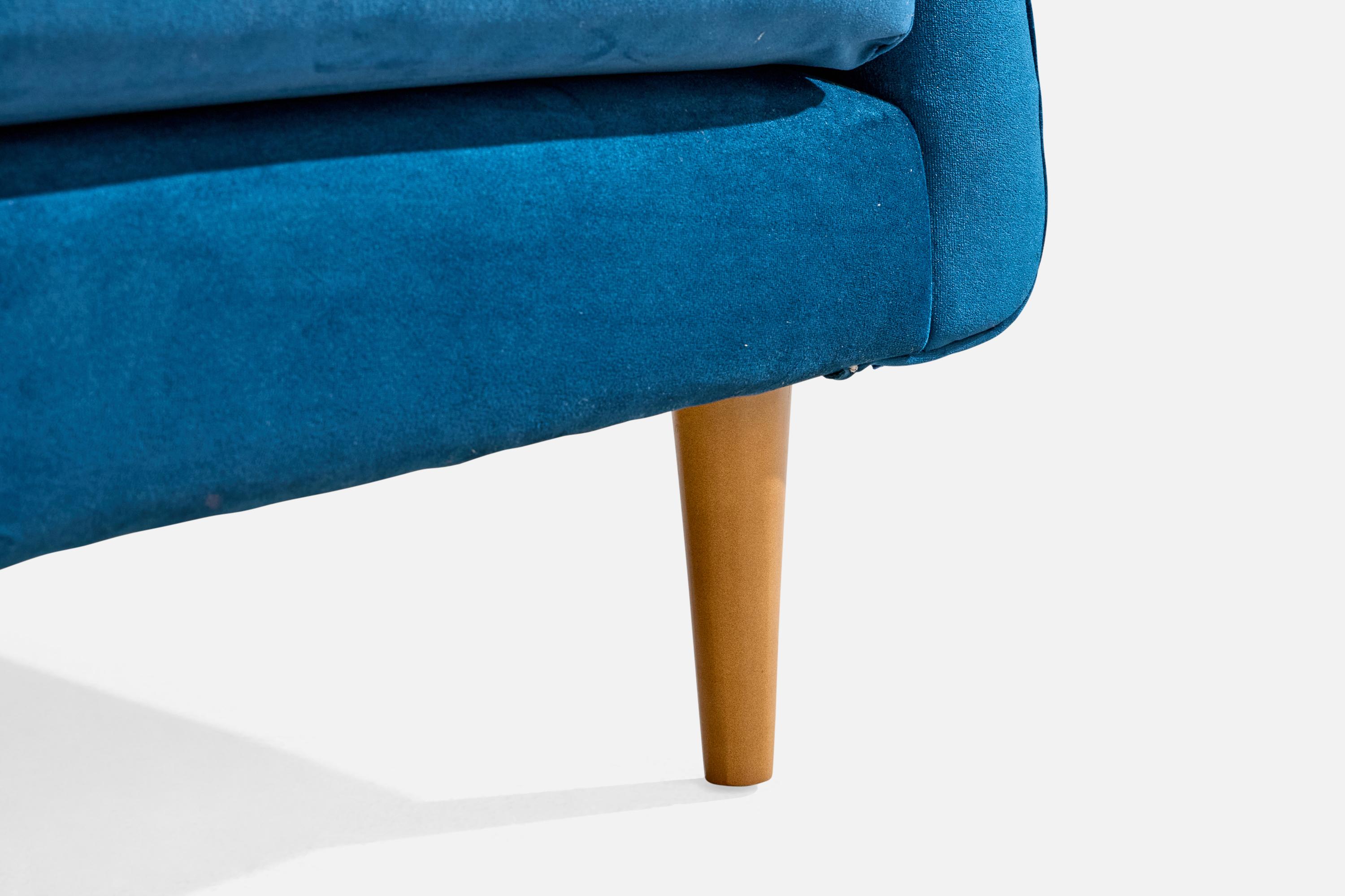 Carlo Hauner, Sillas de salón, Madera, Terciopelo, Brasil, Años 50 en Bueno estado para la venta en High Point, NC