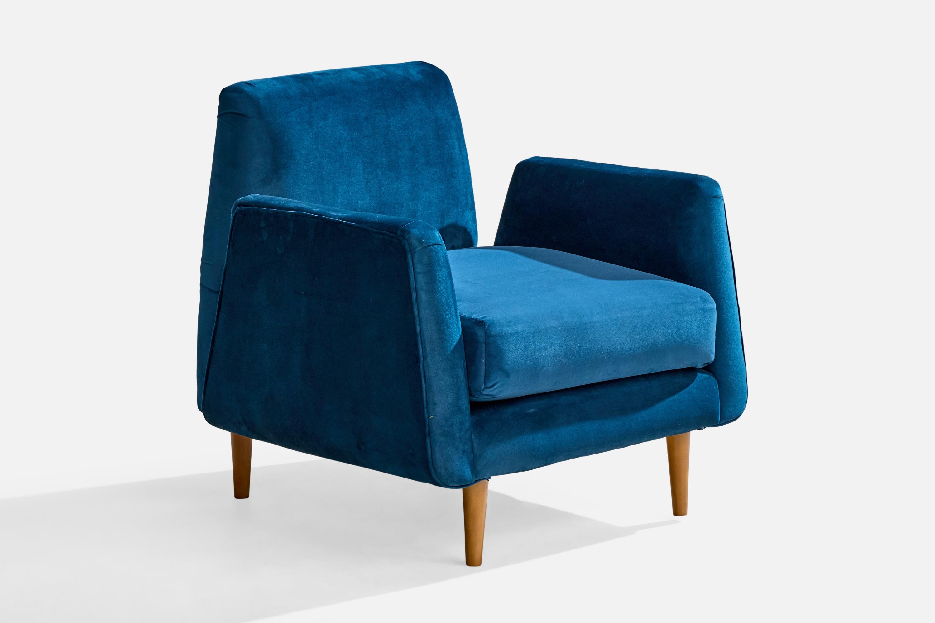 Carlo Hauner, Sillas de salón, Madera, Terciopelo, Brasil, Años 50 en venta 2