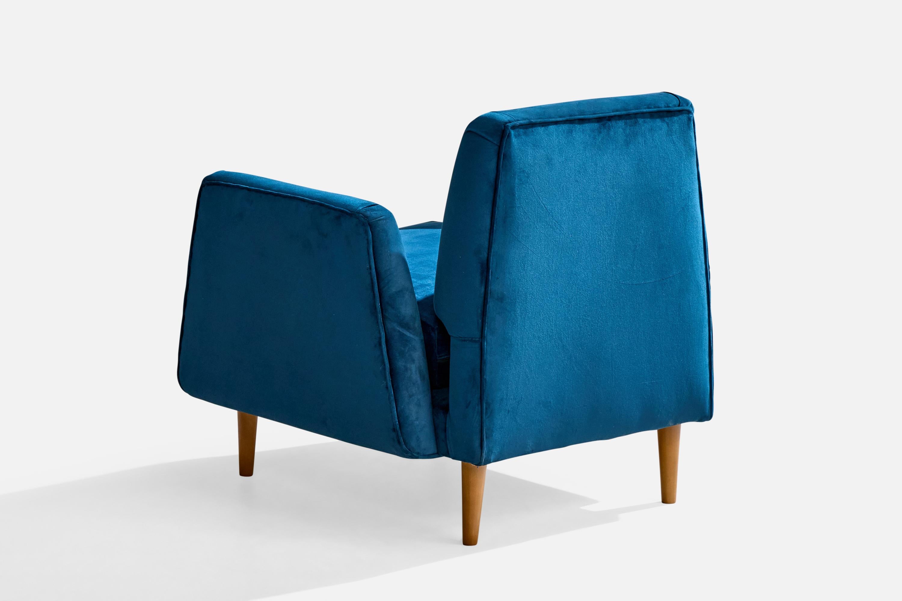 Carlo Hauner, Sillas de salón, Madera, Terciopelo, Brasil, Años 50 en venta 3