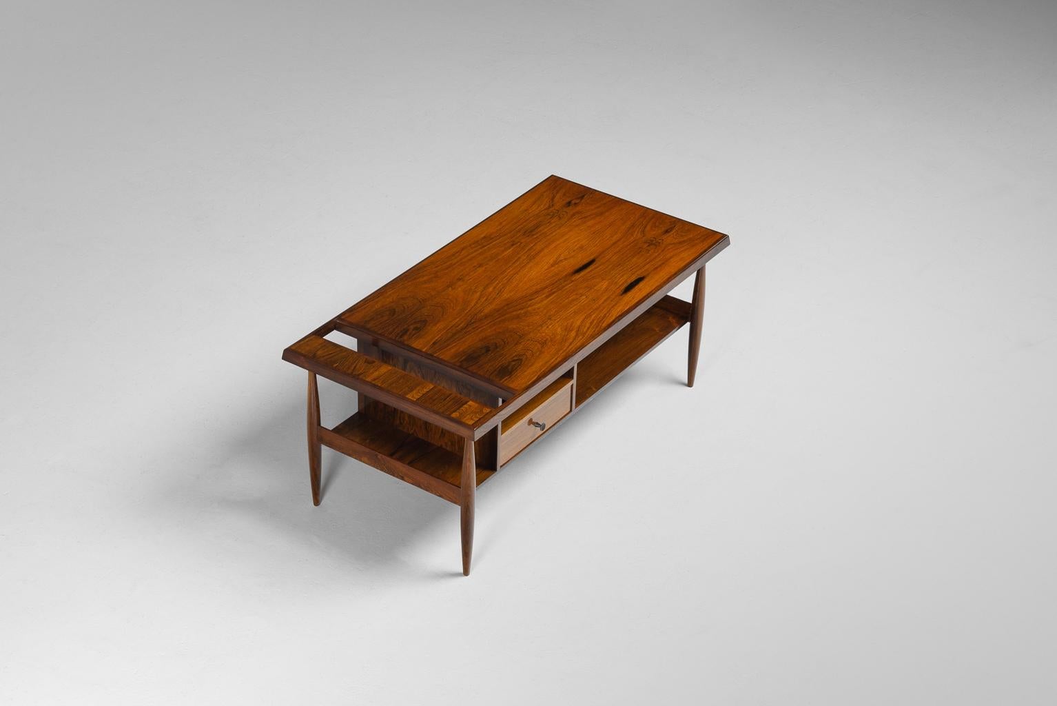 Rosewood Carlo Hauner Martin Eisler coffee table by Forma Italy 1955 For Sale