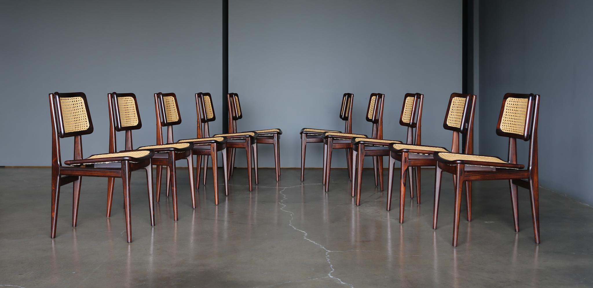 Mid-Century Modern Carlo Hauner & Martin Eisler Set of 10 Dining Chairs for Forma Brazil circa 1955