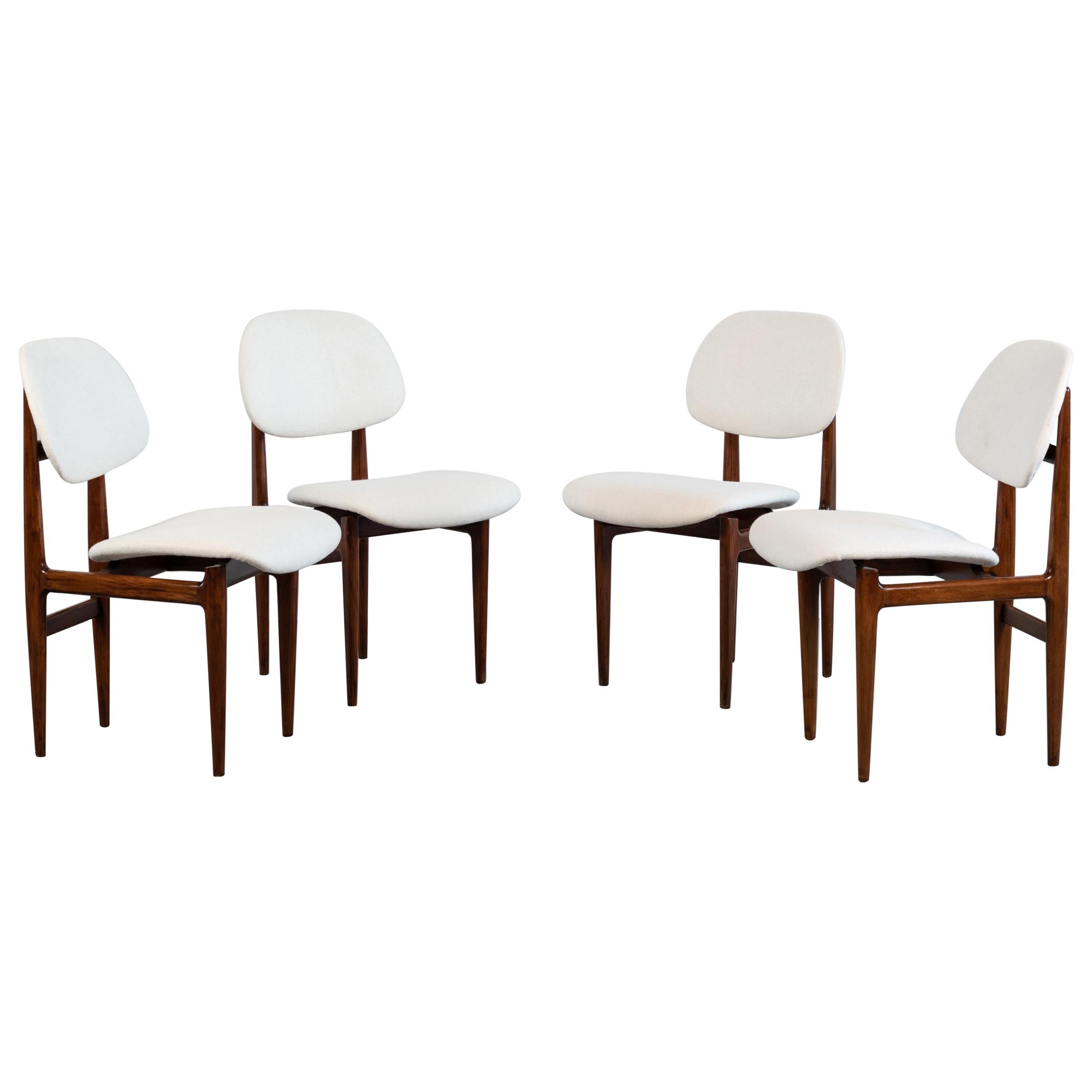 Carlo Hauner & Martin Eisler Set of Four White Fabric Chairs for Forma