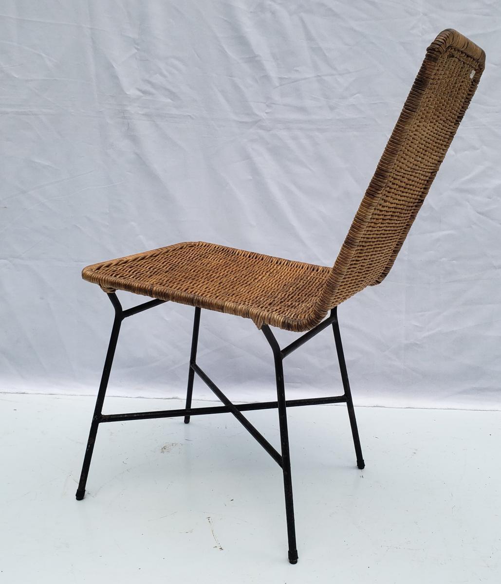 Carlo Hauner, Pair of Armchairs with Iron Structure and Cane In Good Condition For Sale In Washington, DC