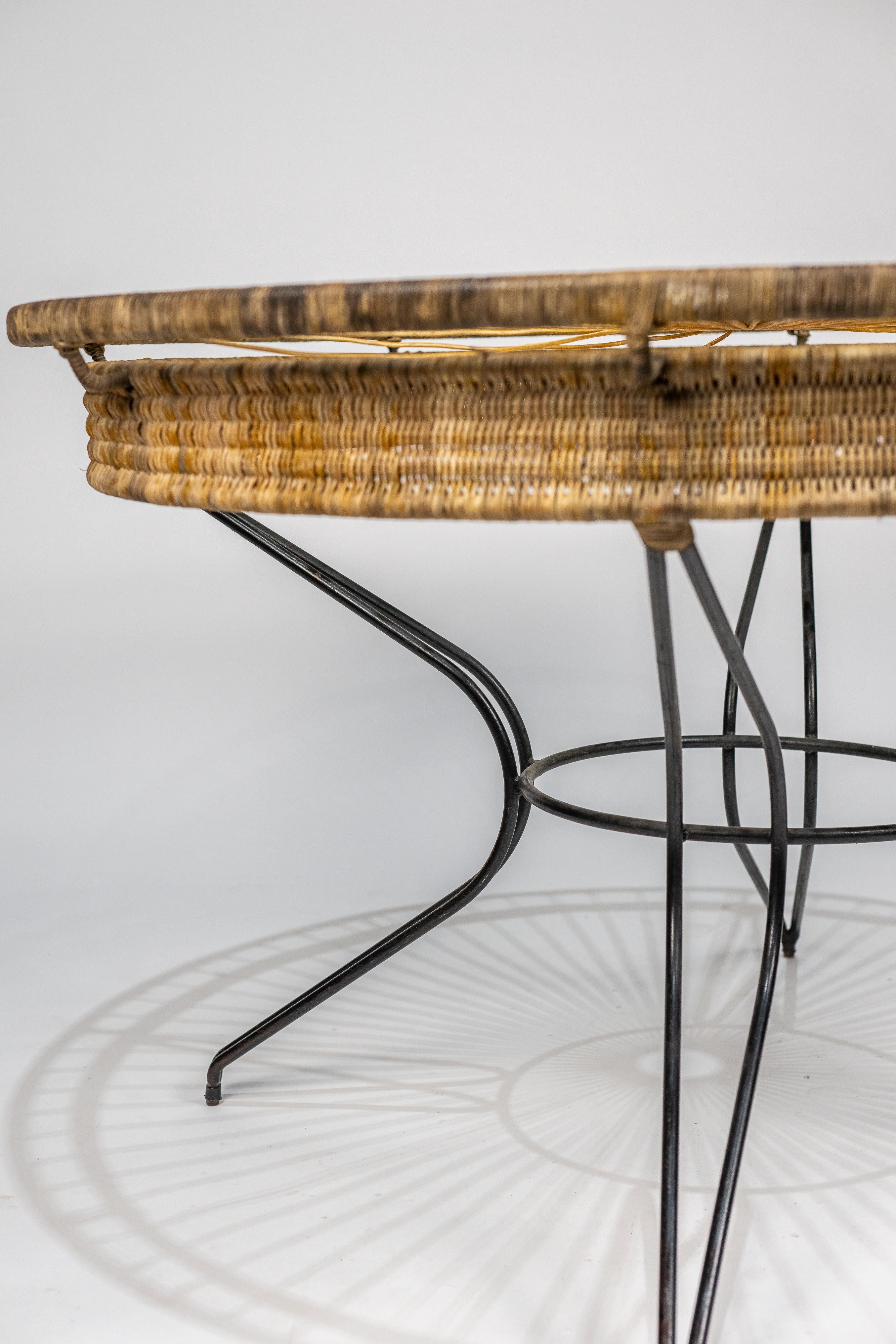 20th Century Carlo Hauner. Round dining table with glass, c. 1950 For Sale