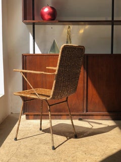 Carlo Hauner, Pair of Armchairs with Iron Structure and Cane Covering