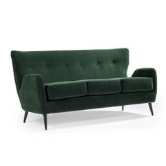 Carlo Hauner, Sofa, 1950s, Wood and Green Cotton Velvet