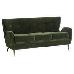 Used Carlo Hauner. Sofa, c. 1950. Green cotton wood and velvet