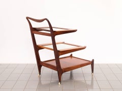 1950s Bar Cart with Three Trays in Caviúna Wood by Carlo Hauner, Brazil Modern