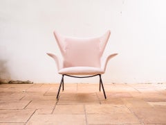 Carlo Hauner Wingback Wrought Iron Lounge Chair, Brazilian Modern, Early 1950s