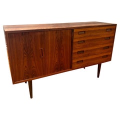 Carlo Jensen Bi-Folding Door Rosewood Danish Modern Credenza for Hundevad