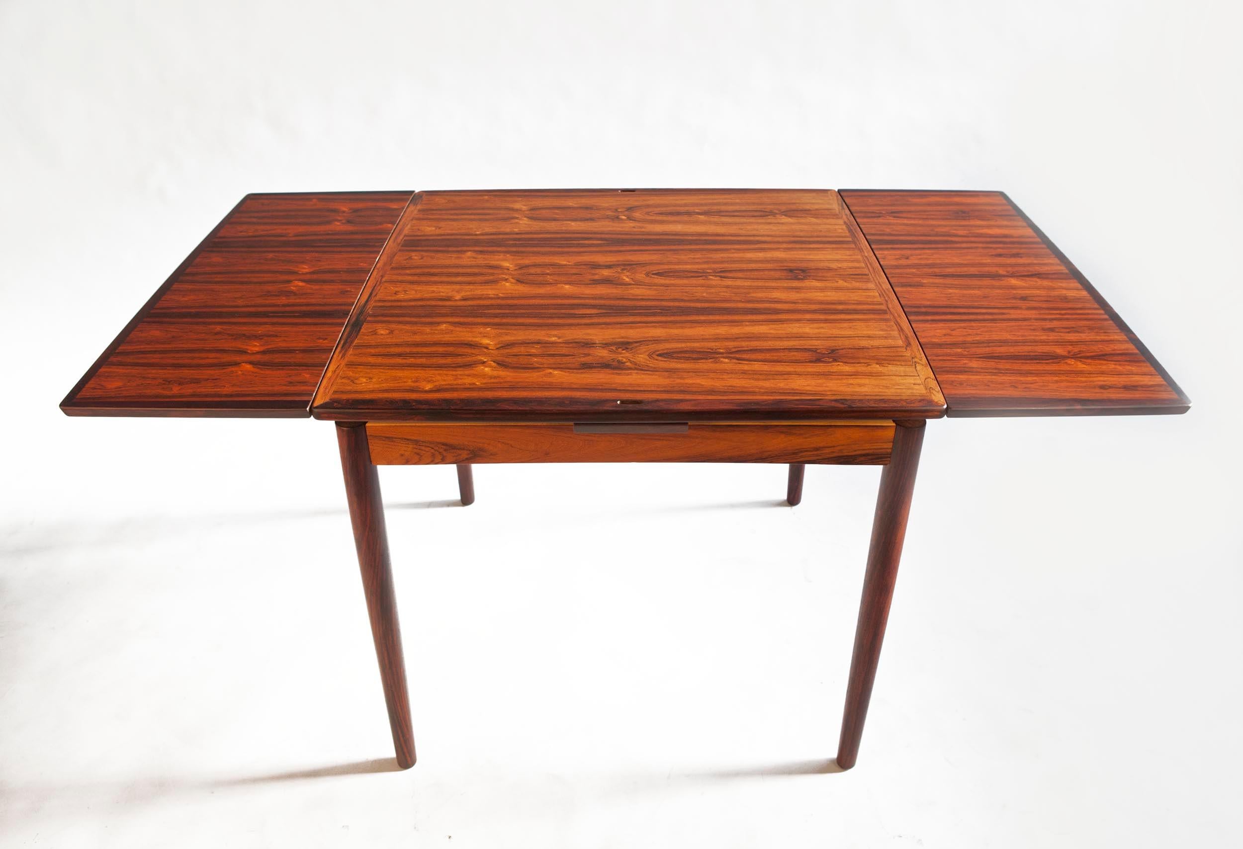 Carlo Jensen for Hundevad & Co. Brazilian Rosewood Flip-Top Table, Denmark 1960s In Good Condition In Los Angeles, CA