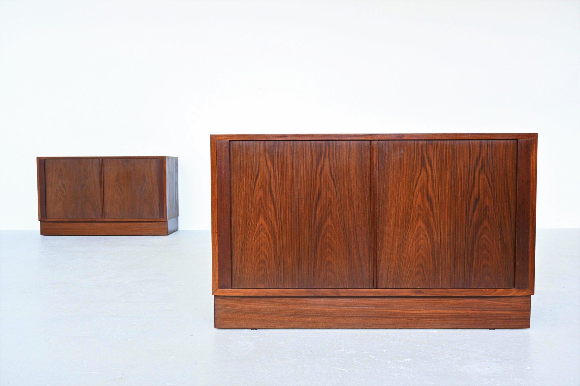Carlo Jensen Hundevad & Co Tambour Cabinets, Denmark, 1960 In Good Condition In Etten-Leur, NL