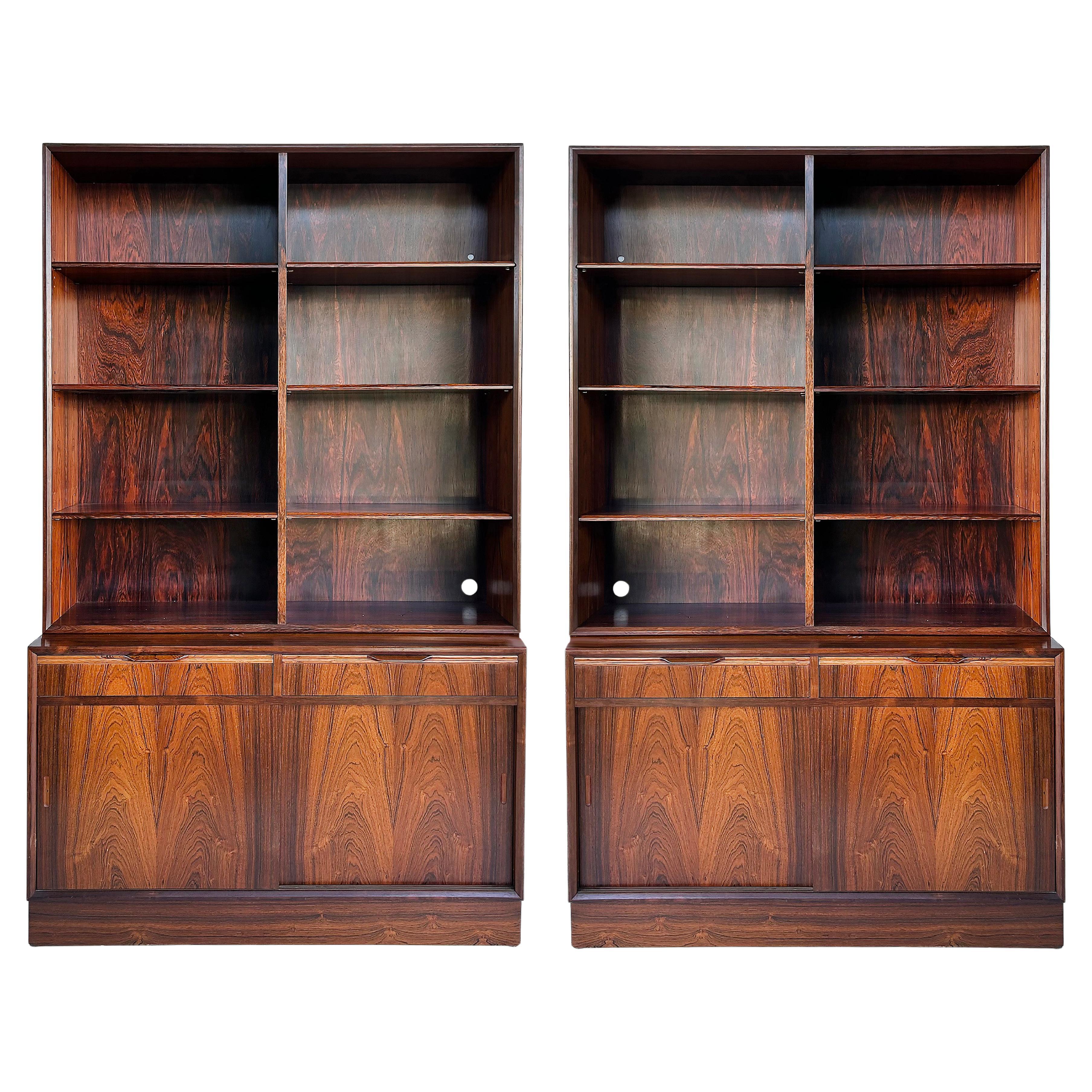 Carlo Jensen Poul Hundevad Danish Rosewood Bookcases, Pair Available