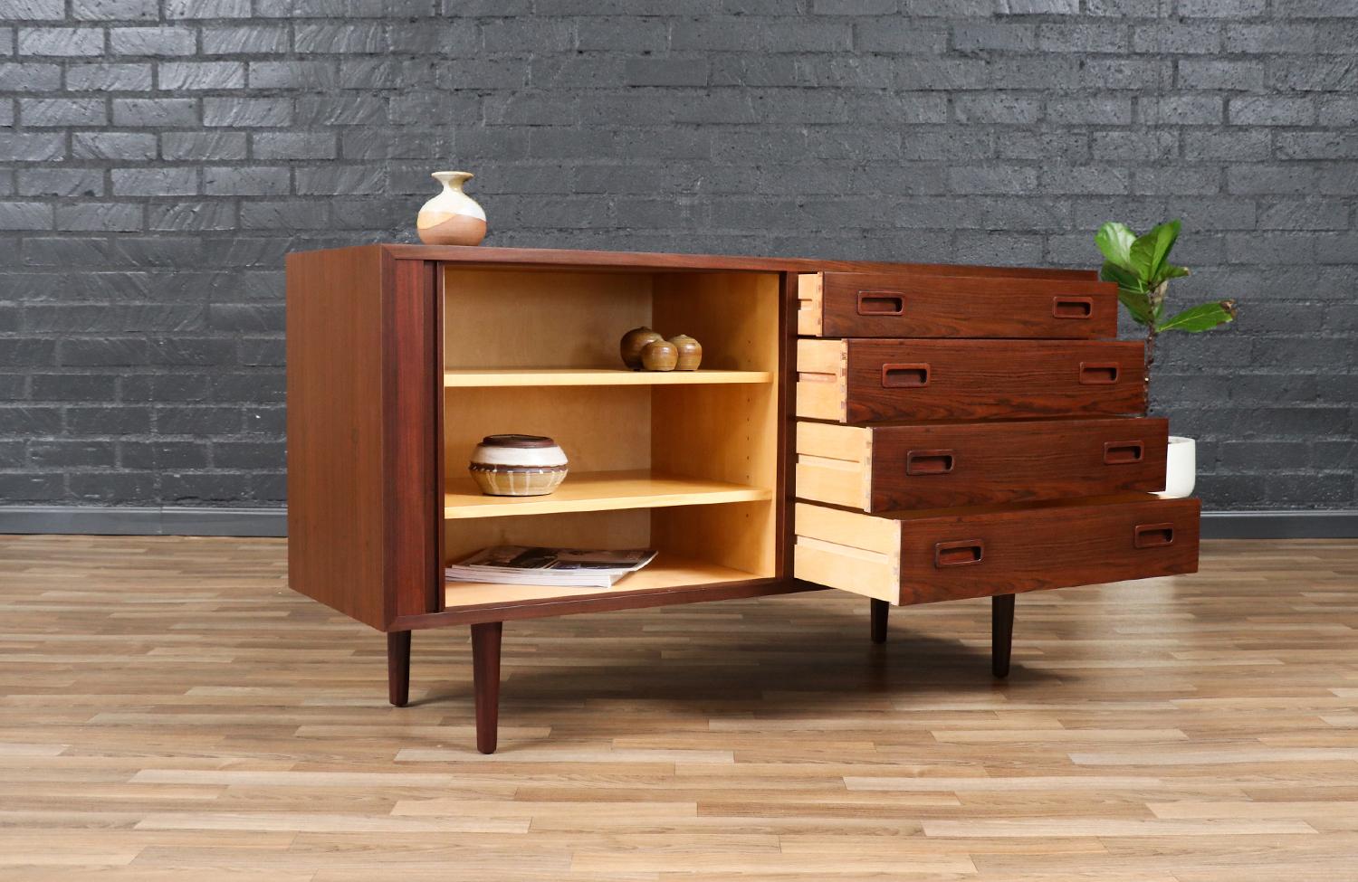 Mid-Century Modern Carlo Jensen Tambour-Door Rosewood Credenza for Hundevad