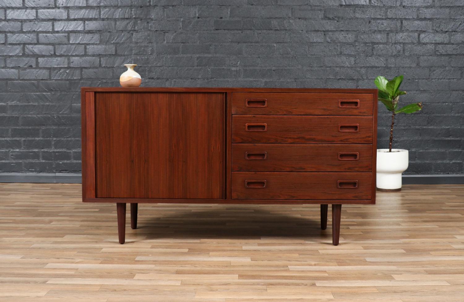 Danish Carlo Jensen Tambour-Door Rosewood Credenza for Hundevad