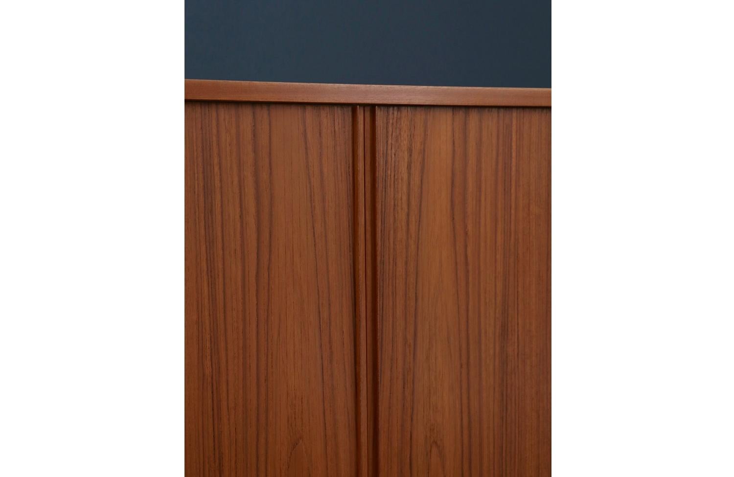 Expertly Restored - Carlo Jensen Teak Tambour-Door Cabinet for Hundevad Co. For Sale 2