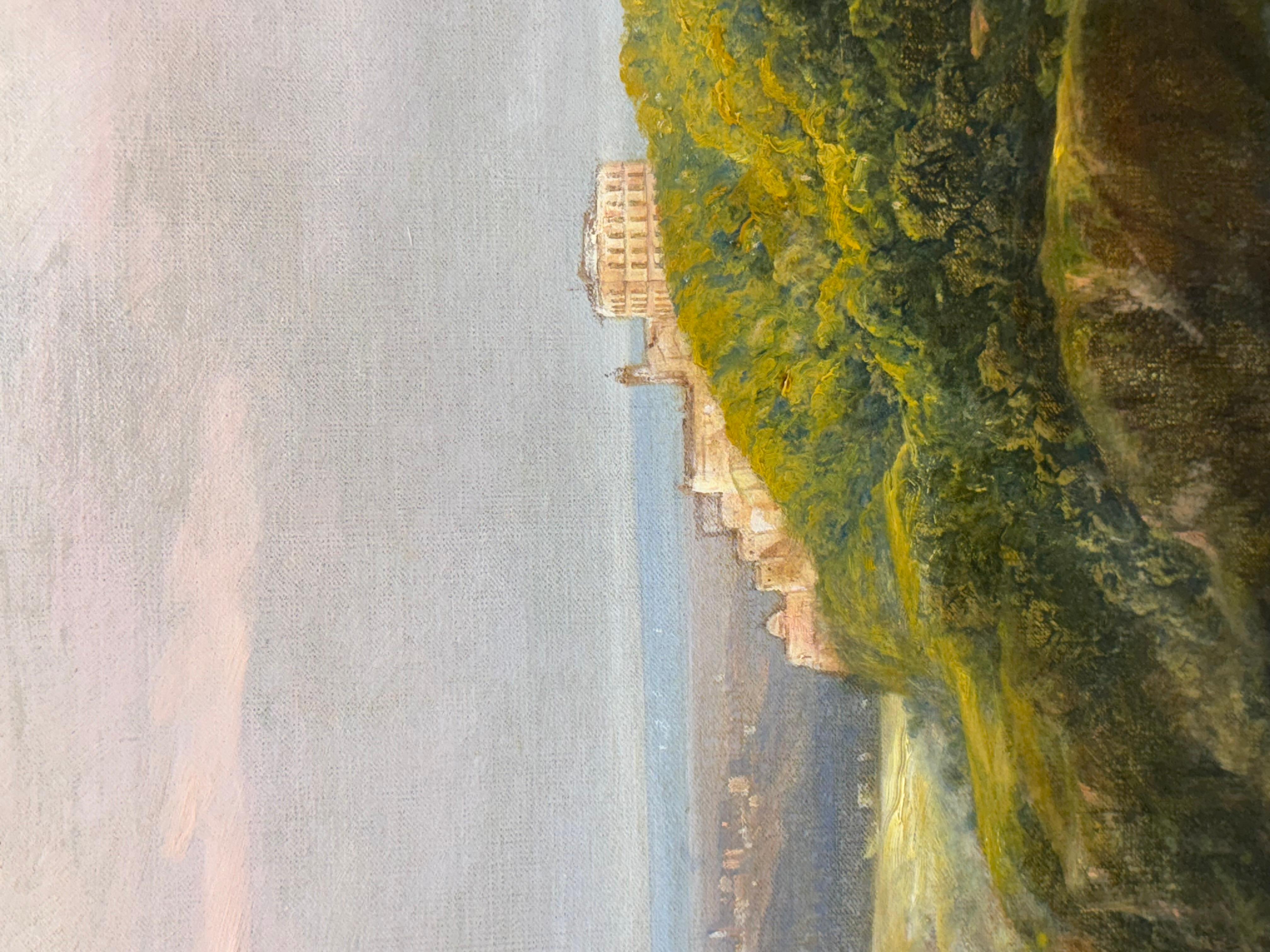 Circolo di Carlo Labruzzi
Una vista del lago di Nemi
Olio su tela
Dimensioni della tela: 26 3/8 x 40 1/2 pollici
Dimensioni incorniciate 35 x 49 pollici

Carlo Labruzzi è stato un pittore, disegnatore e incisore italiano, noto soprattutto per i suoi