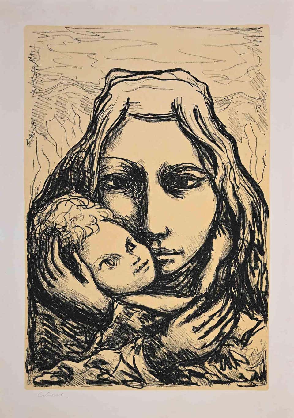 Mother and Child - Lithograph by Carlo Levi - Mid-20th Century