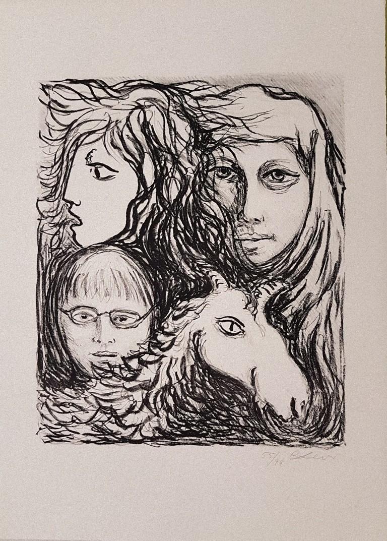 The Motherhood - Lithograph by Carlo Levi - 1970s