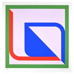 Abstrakte Komposition – Raumteilerdruck von Carlo Lorenzetti – 1969