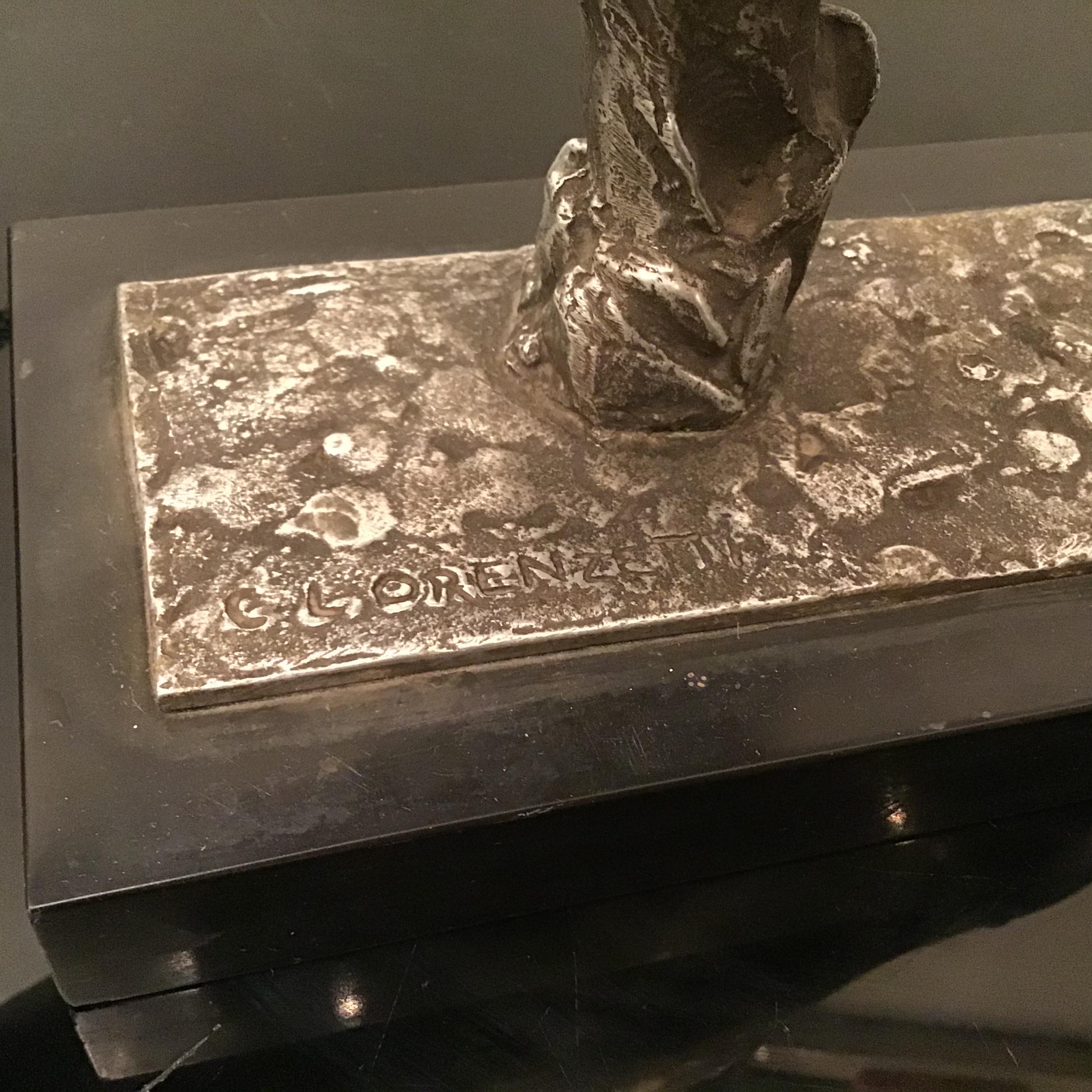 Carlo Lorenzetti Bookends Marbre Pewter Silver Metal, 1930, Italy For Sale 6