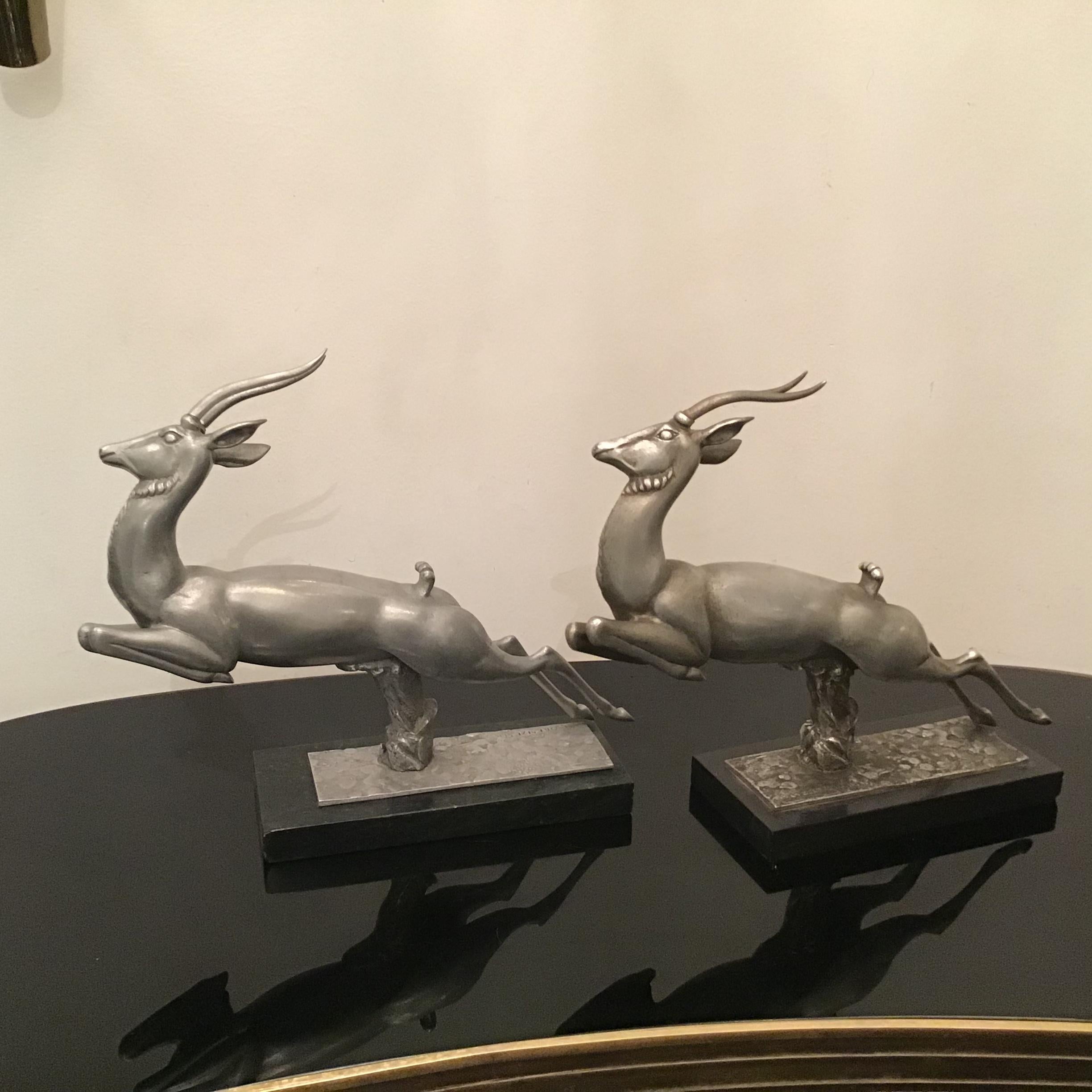 Carlo Lorenzetti Bookends Marbre Pewter Silver Metal, 1930, Italy For Sale 9