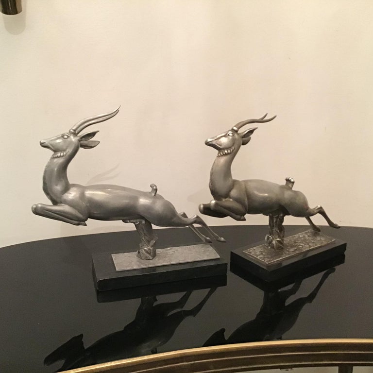 Carlo Lorenzetti Bookends Marbre Pewter Silver Metal, 1930, Italy For Sale 10