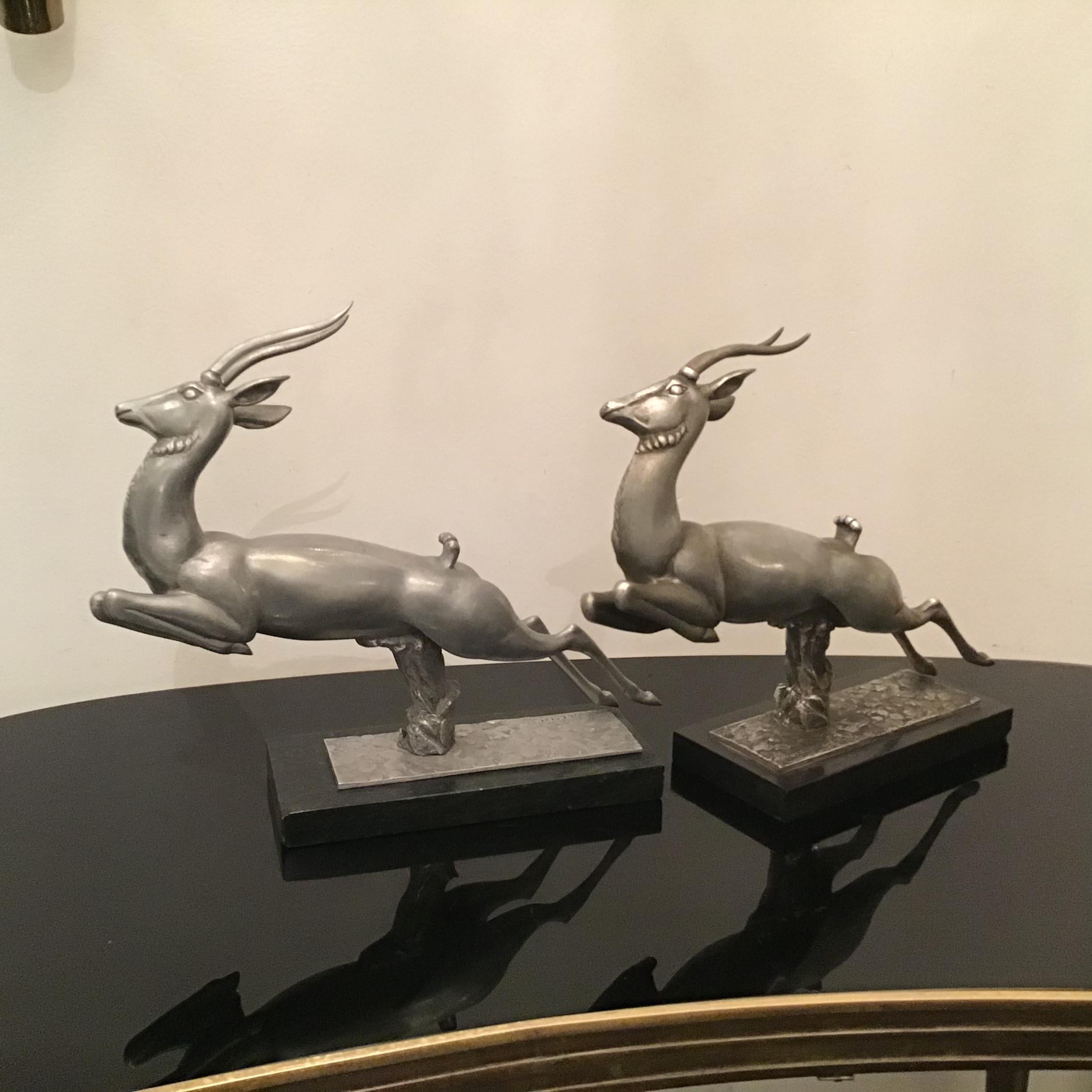 Carlo Lorenzetti Bookends Marbre Pewter Silver Metal, 1930, Italy For Sale 11