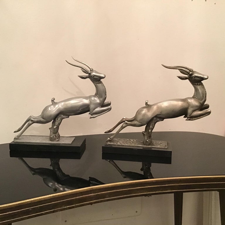 Carlo Lorenzetti Bookends Marbre Pewter Silver Metal, 1930, Italy In Good Condition For Sale In Milano, IT