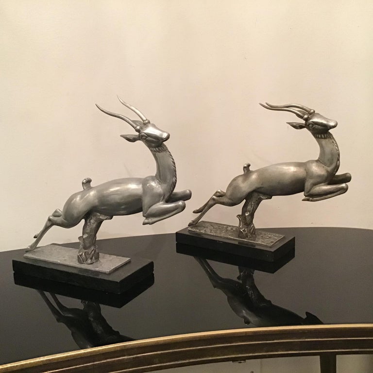 Carlo Lorenzetti Bookends Marbre Pewter Silver Metal, 1930, Italy For Sale 2