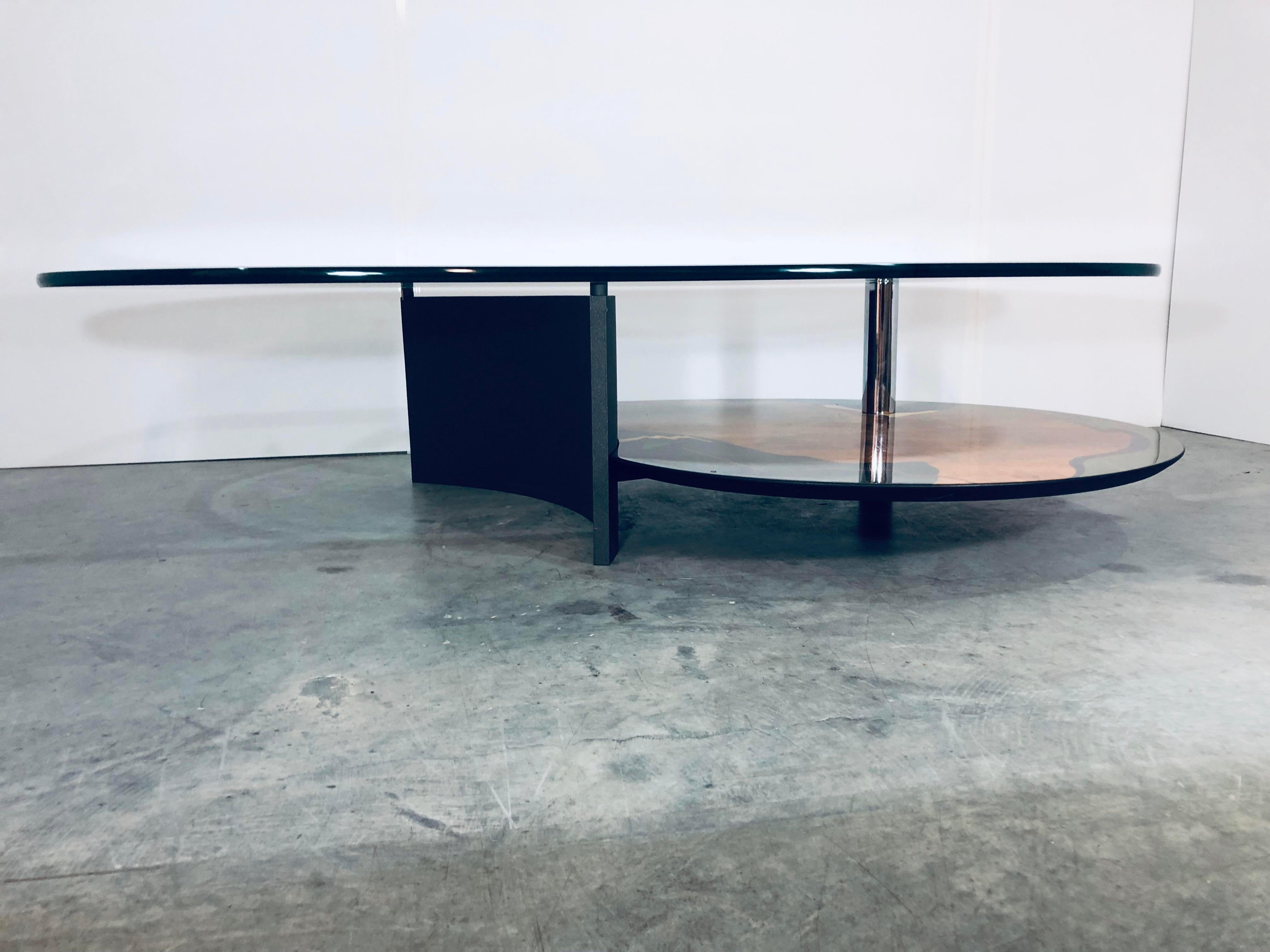 Carlo Malnati Art Coffee Table with Cantilevered Glass Top 4