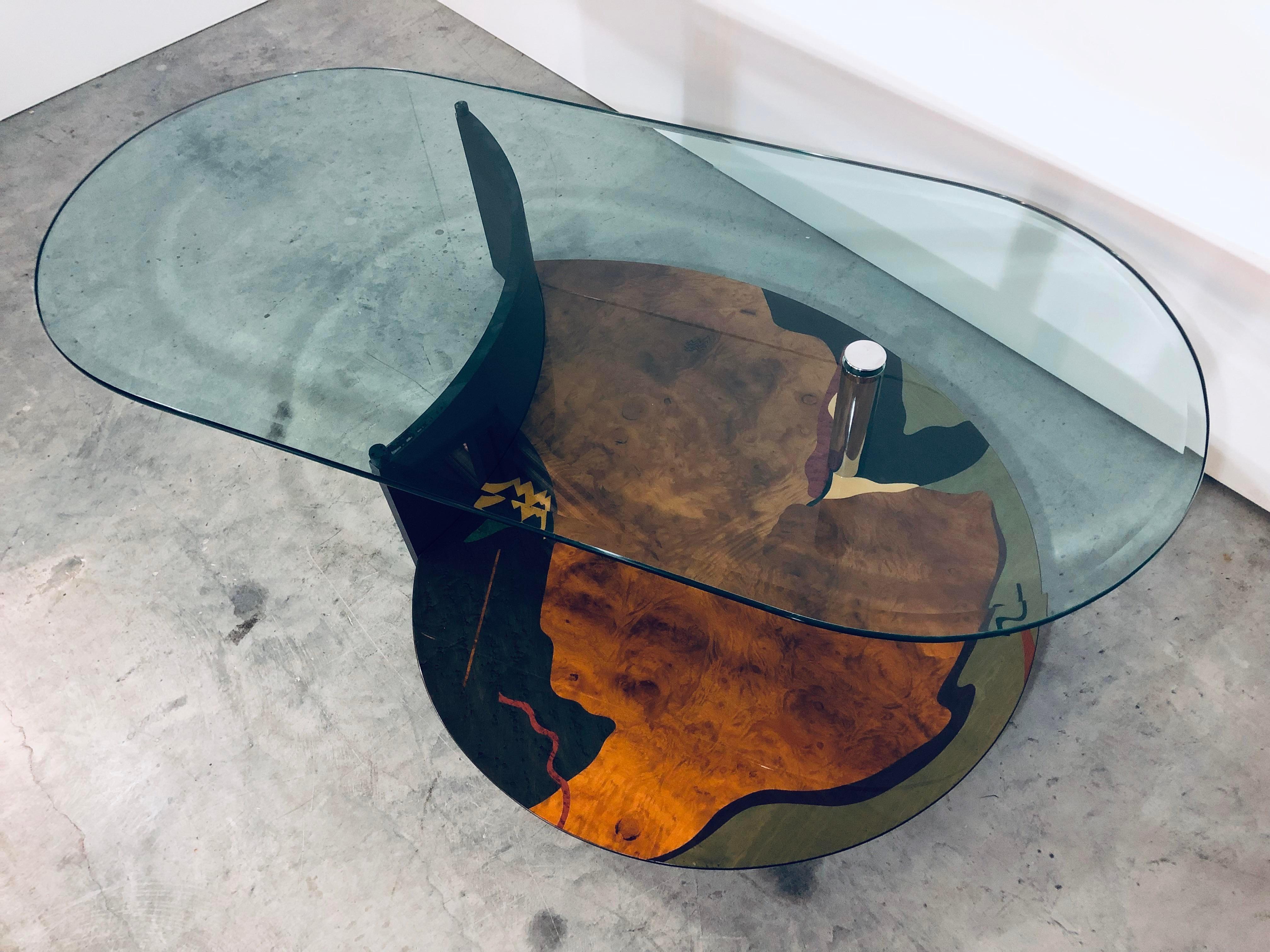 Carlo Malnati Art Coffee Table with Cantilevered Glass Top 1