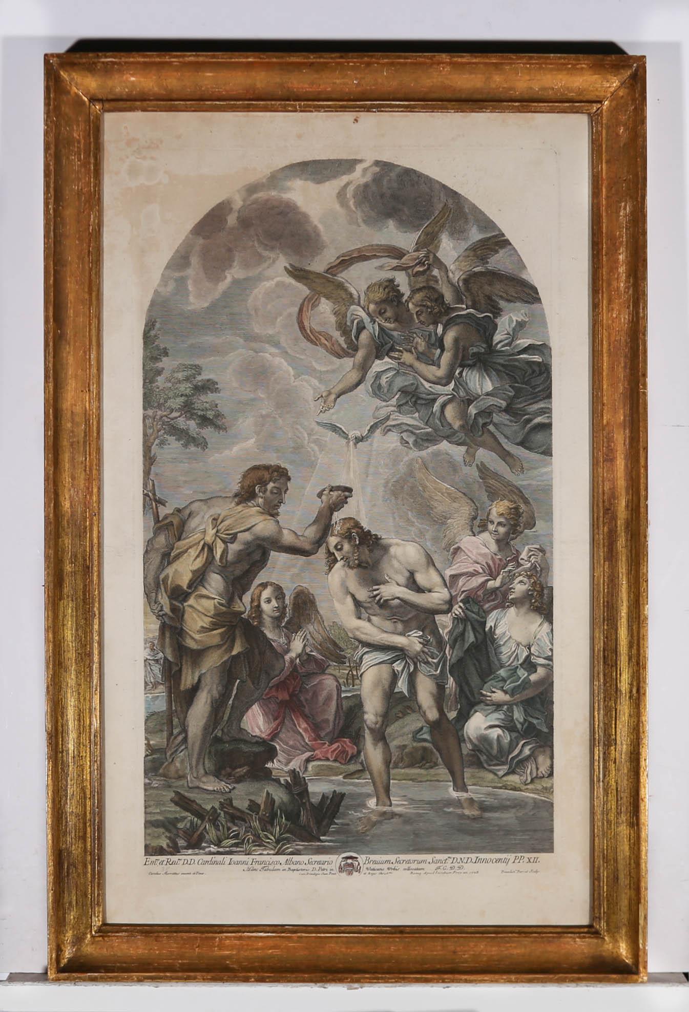 After Carlo Maratta - 1728 Engraving, The Baptism of Christ 1