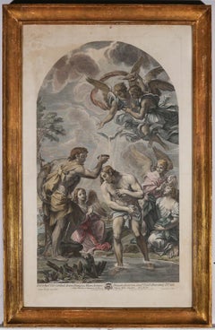 After Carlo Maratta - 1728 Engraving, The Baptism of Christ