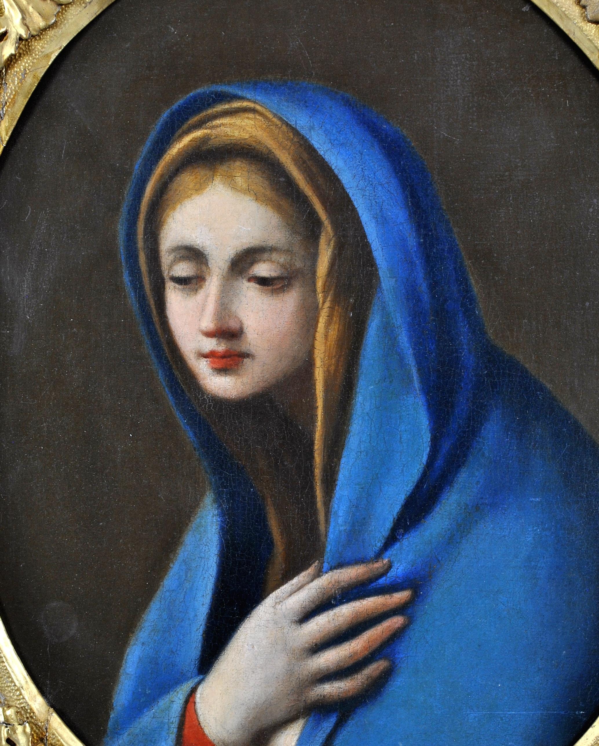 Religiöses Ölgemälde „Die Jungfrau in Andoration“ – Italienischer Altmeister, 17. Jahrhundert (Alte Meister), Painting, von Carlo Maratta (circle)