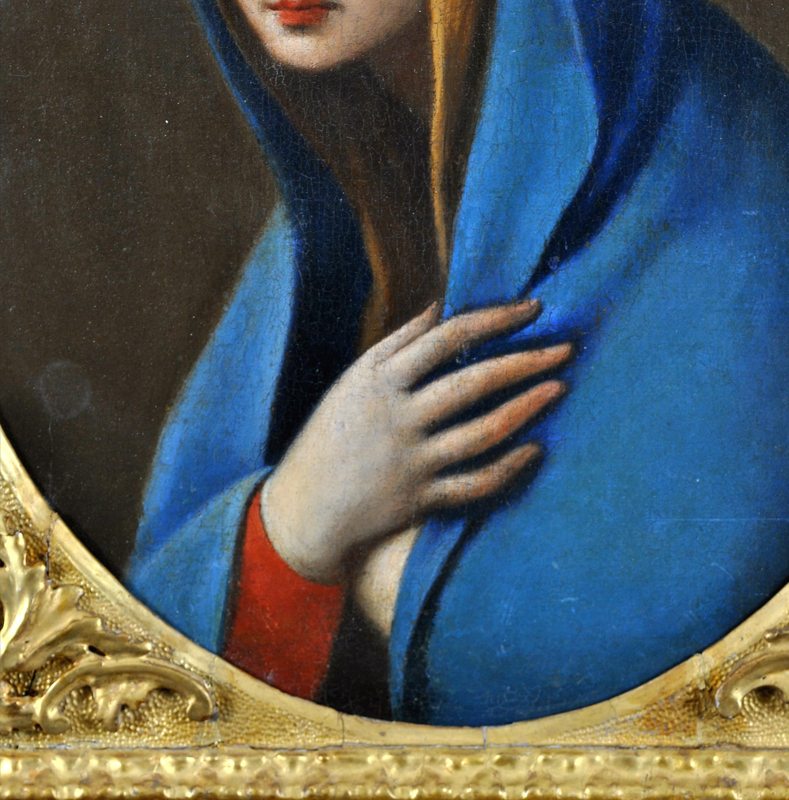 Religiöses Ölgemälde „Die Jungfrau in Andoration“ – Italienischer Altmeister, 17. Jahrhundert im Angebot 2