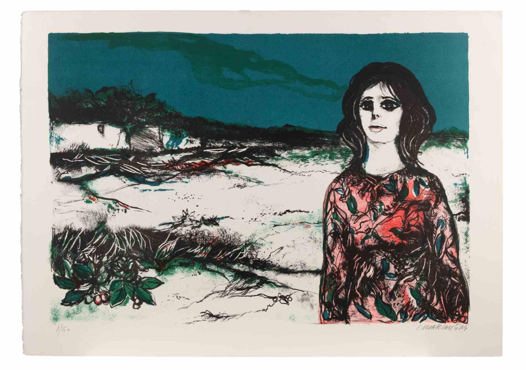 Girl - Lithograph by Carlo Marcantonio - 1980s