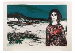 Fille - Lithographie de Carlo Marcantonio - Années 1980